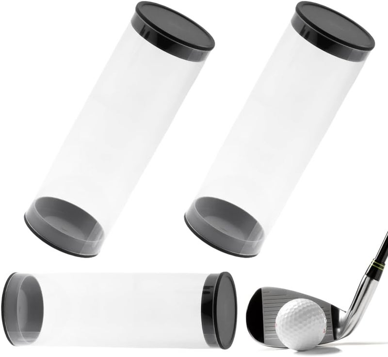 TWZKXC Clear Tube Golf Ball Storage Case, 3 Pack Golf Ball Display Cases Barrel Clear Tubes, Portable with Caps Golf Ball Cases for Home Store Display Use, Thickened Material, 1.8 Inches - Image 1